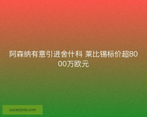 阿森纳有意引进舍什科 莱比锡标价超8000万欧元